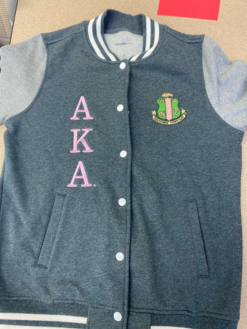 AKA Gray letterman Jacket (W/Back Customization)
